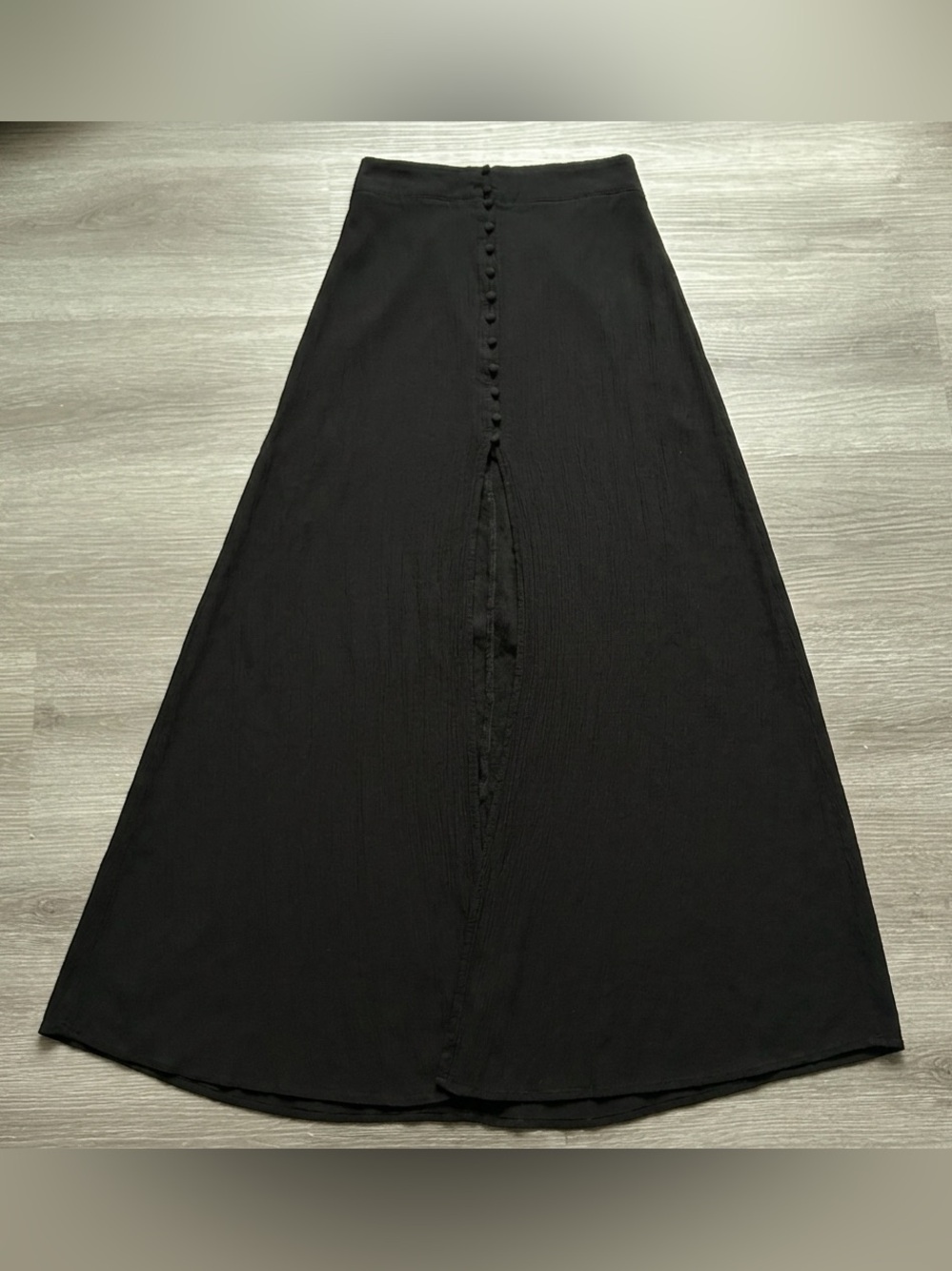Vintage y2k Express Black Maxi Skirt with Front Buttons High Slit- size S